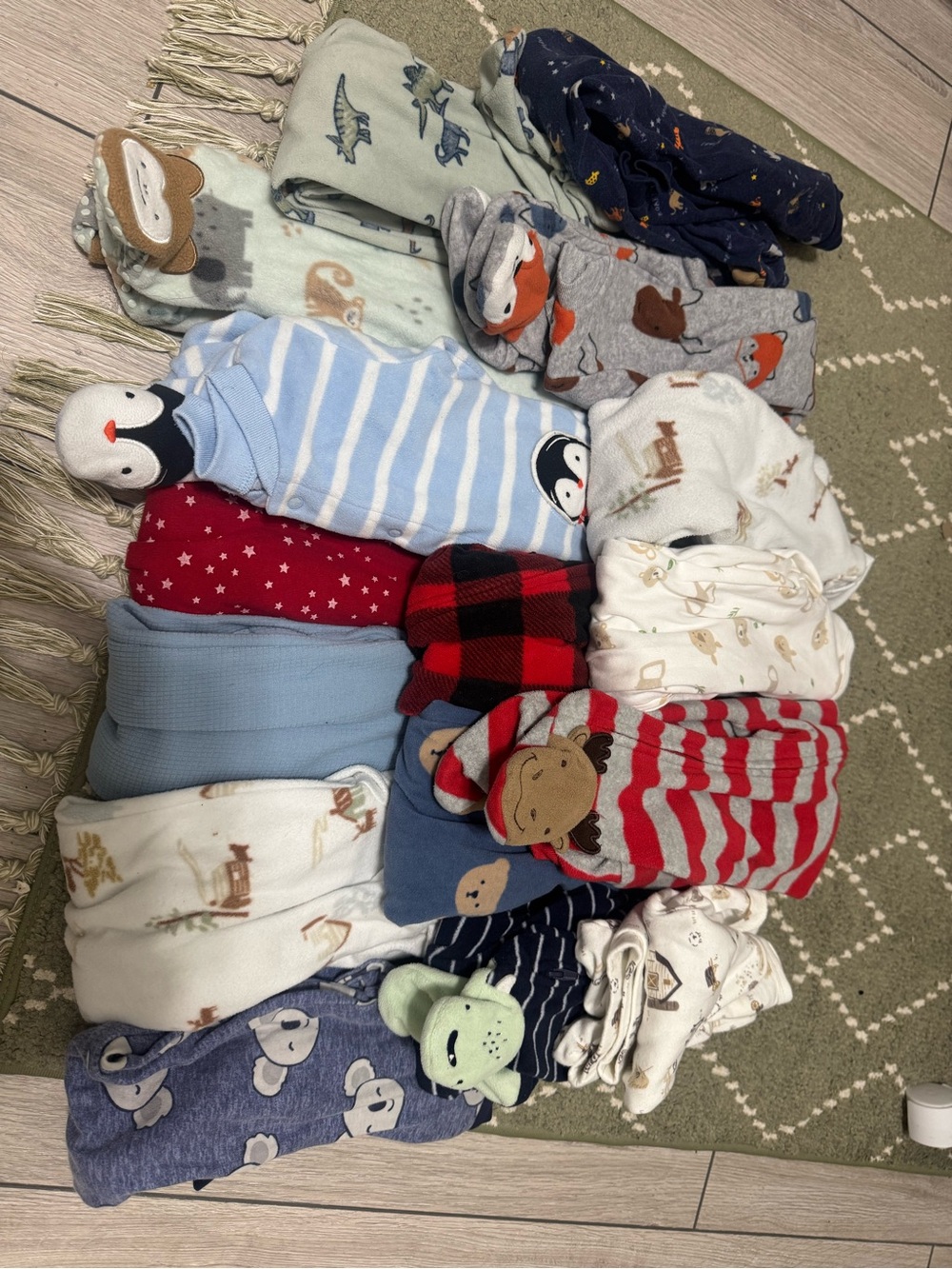 Mixed Kids One-Piece Sleepwear - Blue, Red, Gray, White Assortment